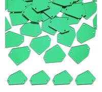 sourcing map 100 Pcs Sew on Acrylic Irregular Crystal Mirror Pieces with Holes Mirror Rhinestones Diamond Beads for DIY Dance Party Wedding Dress Clothing Bags Shoes Decoration, Dark Green