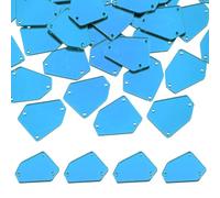 sourcing map 100 Pcs Sew on Acrylic Irregular Crystal Mirror Pieces with Holes Mirror Rhinestones Diamond Beads for DIY Dance Party Wedding Dress Clothing Bags Shoes Decoration, Navy Blue