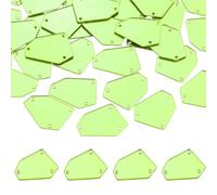 sourcing map 100 Pcs Sew on Acrylic Irregular Crystal Mirror Pieces with Holes Mirror Rhinestones Diamond Beads for DIY Dance Party Wedding Dress Clothing Bags Shoes, Fluorescent Green