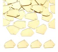 sourcing map 100 Pcs Sew on Acrylic Irregular Crystal Mirror Pieces with Holes Mirror Rhinestones Diamond Beads for DIY Dance Party Wedding Dress Clothing Bags Shoes Decoration, Gold Tone