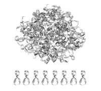 sourcing map 100 Pcs Stainless Steel Pinch Clip, 16mm Pinch Bails Clasp Dangle Pendant Slider Connectors for Jewelry Making Necklace Earring Bracelet, Silver