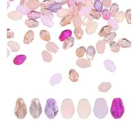 sourcing map 100 PCS Teardrop Crystal Glass Beads, 4x6mm Faceted Shape Crystal AB for Necklace Bracelet Earrings DIY Jewelry Crafts Making Supplies, Pink