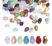 sourcing map 100 PCS Teardrop Crystal Glass Beads, 4x6mm Faceted Shape Crystal AB for Necklace Bracelet Earrings DIY Jewelry Crafts Making Supplies, Mixed Colours