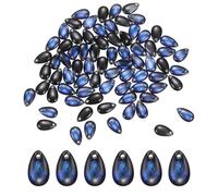 sourcing map 100 Pcs Teardrop Crystal Glass Beads, 8x14mm Teardrop Glass Charm Pendants Water Drop Beads Top Drilled for Jewelry Making DIY Craft Bracelets Necklace, Black
