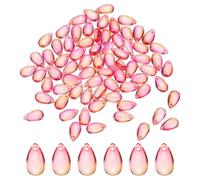 sourcing map 100 Pcs Teardrop Crystal Glass Beads, 8x14mm Teardrop Glass Charm Pendants Water Drop Beads Top Drilled for Jewelry Making DIY Craft Bracelets Necklace, Red-Yellow