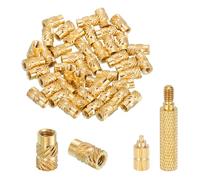 sourcing map 100 Pcs Threaded Inserts with Soldering Iron Tip Press Tool, M2 x 6mm H x 3.5mm OD Brass Metric Knurled Nuts Heat Set Inserts Embedment Nut for 3D Printing Plastic Parts