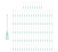 sourcing map 100 Pcs Tip Dispensing Needle, 21 Gauge Stainless Steel Dispensing Tips with Luer Lock 2.17" Pointed End Dispenser Needle for Measuring, Refilling Inks, Green