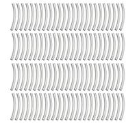sourcing map 100 Pcs Tube Beads, 3x30mm Curved Noodle Beads Loose Tube Spacer for Earrings Necklaces Bracelets Pendant DIY Crafts, Silver