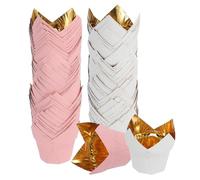 sourcing map 100 Pcs Tulip Baking Cups Cupcake Muffins Liners Aluminum Foil Paper Greaseproof Wrappers for Weddings Birthday Party Festivals Christmas, Gold/White, Gold/Pink