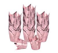 sourcing map 100 Pcs Tulip Cupcake Liners, Muffins Liners Aluminum Foil Cupcake Wrappers Baking Cups Muffins Liners for Wedding Birthday Party Supplies, Rose Gold