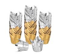 sourcing map 100 Pcs Tulip Cupcake Liners, Muffins Liners Aluminum Foil Cupcake Wrappers Baking Cups Muffins Liners for Wedding Birthday Party Supplies, Gold/Silver