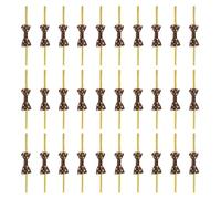 sourcing map 100 Pcs Twist Tie Bows, 3.15" Mini Bows Twisty Ties with Small Cute Dots Satin Ribbon for Lollipop DIY Crafts Baked Food Treat Bag Package, Brown