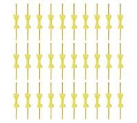 sourcing map 100 Pcs Twist Tie Bows, 3.15" Mini Bows Twisty Ties with Small Cute Dots Satin Ribbon for Lollipop DIY Crafts Baked Food Treat Bag Package, Light Yellow