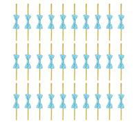 sourcing map 100 Pcs Twist Tie Bows, 3.15" Mini Bows Twisty Ties with Small Cute Dots Satin Ribbon for Lollipop DIY Crafts Baked Food Treat Bag Package, Blue