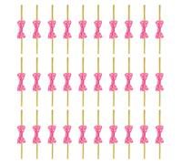 sourcing map 100 Pcs Twist Tie Bows, 3.15" Mini Bows Twisty Ties with Small Cute Dots Satin Ribbon for Lollipop DIY Crafts Baked Food Treat Bag Package, Pink