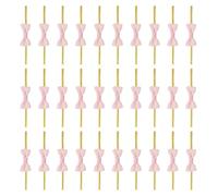 sourcing map 100 Pcs Twist Tie Bows, 3.15" Mini Bows Twisty Ties with Small Cute Dots Satin Ribbon for Lollipop DIY Crafts Baked Food Treat Bag Package, Light Pink
