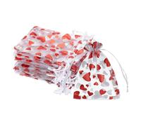 sourcing map 100 Pcs Valentine Treat Bags, 4.7" x 3.5" Heart Cello Treat Bags with Twist Ties, for Cookie Candy Wrapping Supplies, White