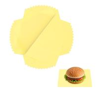 sourcing map 100 Pcs Wax Paper Sheets for Food, 7 x 7 Inch Greaseproof Wrapping Paper Sheets, Square Food Basket Liners for Sandwich Hamburger Bread, Yellow