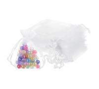 sourcing map 100 Pcs White Organza Bags 2 x 3 Inch Mini Mesh Drawstring Gift Bags Small Jewelry Pouches Bags for Wedding Festival Party Gift Favor