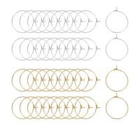 sourcing map 100 Pcs Wine Glass Charm Rings, 20mm Copper-clad Iron Earrings Beading Hoops Round Open Rings Metal Earring Hooks for Earring Findings DIY Jewelry Pendant Crafts, Silver/Gold