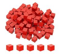 sourcing map 100 Pcs Wooden Blocks, 0.4 Inch Square Natural Wooden Block Unfinished Wood Cube for DIY Craft Art Project Painting Decoration, Red