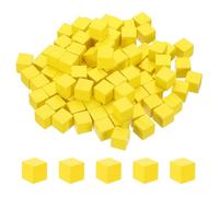 sourcing map 100 Pcs Wooden Blocks, 0.6 Inch Square Natural Wooden Block Unfinished Wood Cube for DIY Craft Art Project Painting Decoration, Yellow