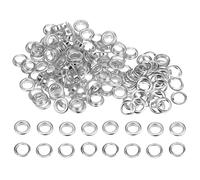 sourcing map 100 Set Color Round Grommets 10mm 7/16" Hole Metal Eyelets with Washers for Scrapbooking Shoes Clothes Leather Canvas, Silver Tone