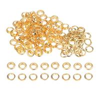 sourcing map 100 Set Color Round Grommets 10mm 7/16" Hole Metal Eyelets with Washers for Scrapbooking Shoes Clothes Leather Canvas, Gold Tone