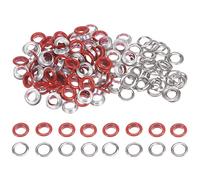 sourcing map 100 Set Color Round Grommets 10mm 7/16" Hole Metal Eyelets with Washers for Scrapbooking Shoes Clothes Leather Canvas, Red