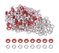 sourcing map 100 Set Color Round Grommets 5mm 3/16" Hole Metal Eyelets with Washers for Scrapbooking Shoes Clothes Leather Canvas, Red