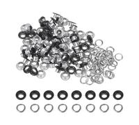 sourcing map 100 Set Color Round Grommets 5mm 3/16" Hole Metal Eyelets with Washers for Scrapbooking Shoes Clothes Leather Canvas, Matte Black