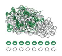 sourcing map 100 Set Color Round Grommets 5mm 3/16" Hole Metal Eyelets with Washers for Scrapbooking Shoes Clothes Leather Canvas, Green