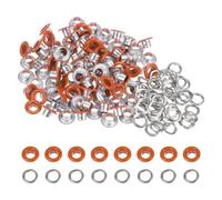 sourcing map 100 Set Color Round Grommets 5mm 3/16" Hole Metal Eyelets with Washers for Scrapbooking Shoes Clothes Leather Canvas, Orange