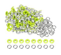 sourcing map 100 Set Color Round Grommets 5mm 3/16" Hole Metal Eyelets with Washers for Scrapbooking Shoes Clothes Leather Canvas, Neon Green