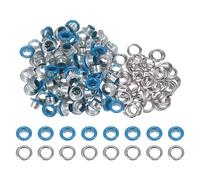 sourcing map 100 Set Color Round Grommets 6mm 1/4" Hole Metal Eyelets with Washers for Scrapbooking Shoes Clothes Leather Canvas, Sky Blue