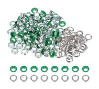sourcing map 100 Set Color Round Grommets 6mm 1/4" Hole Metal Eyelets with Washers for Scrapbooking Shoes Clothes Leather Canvas, Green