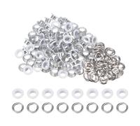 sourcing map 100 Set Color Round Grommets 6mm 1/4" Hole Metal Eyelets with Washers for Scrapbooking Shoes Clothes Leather Canvas, White