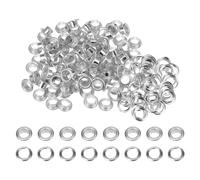 sourcing map 100 Set Color Round Grommets 6mm 1/4" Hole Metal Eyelets with Washers for Scrapbooking Shoes Clothes Leather Canvas, Silver Tone