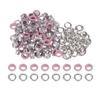 sourcing map 100 Set Color Round Grommets 6mm 1/4" Hole Metal Eyelets with Washers for Scrapbooking Shoes Clothes Leather Canvas, Pink