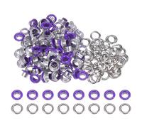 sourcing map 100 Set Color Round Grommets 6mm 1/4" Hole Metal Eyelets with Washers for Scrapbooking Shoes Clothes Leather Canvas, Purple