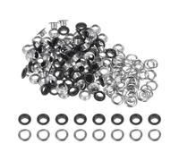 sourcing map 100 Set Color Round Grommets 6mm 1/4" Hole Metal Eyelets with Washers for Scrapbooking Shoes Clothes Leather Canvas, Matte Black