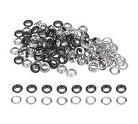sourcing map 100 Set Color Round Grommets 8mm 1/3" Hole Metal Eyelets with Washers for Scrapbooking Shoes Clothes Leather Canvas, Black