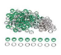 sourcing map 100 Set Color Round Grommets 8mm 1/3" Hole Metal Eyelets with Washers for Scrapbooking Shoes Clothes Leather Canvas, Green