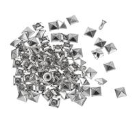 sourcing map 100 Set Square Pyramid Rivet 6mm Leather Rivets Metal Spike Studs for Clothing Belts Bags Shoes Punk Rock, Silver Tone