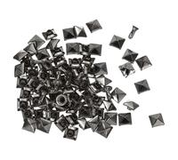 sourcing map 100 Set Square Pyramid Rivet 6mm Leather Rivets Metal Spike Studs for Clothing Belts Bags Shoes Punk Rock, Gun Black