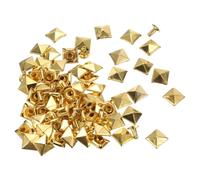 sourcing map 100 Set Square Pyramid Rivet 8mm Leather Rivets Metal Spike Studs for Clothing Belts Bags Shoes Punk Rock, Gold Tone