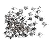 sourcing map 100 Set Square Pyramid Rivet 8mm Leather Rivets Metal Spike Studs for Clothing Belts Bags Shoes Punk Rock, Silver Tone