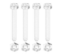 sourcing map 100 Sets Clear Acrylic Screws and Nuts Kit, M4 x 30mm PC Transparent Round Head Phillips Bolts with Hex Nut, Bolts and Nuts Kit for Machine Electronic Equipment DIY Crafts