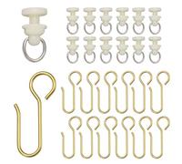 sourcing map 100 Sets Curtain Track Glider Pulley Straight Curved Curtain Track Rollers with Hooks for Window Curtains, Door Curtains, Shower Curtain Track Carrier Accessories, White/Gold