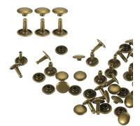 sourcing map 100 Sets Double Cap Rivets 10x10mm Carbon Steel Round Head Snaps Studs Fasteners Tubular Metal Studs for Leather Craft Repairs Decoration, Bronze